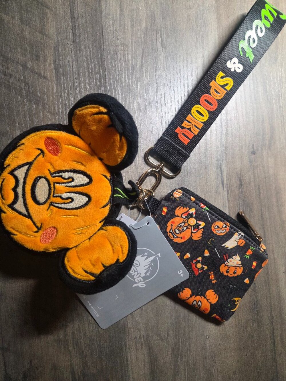 Mickey pumpkin head wristlet